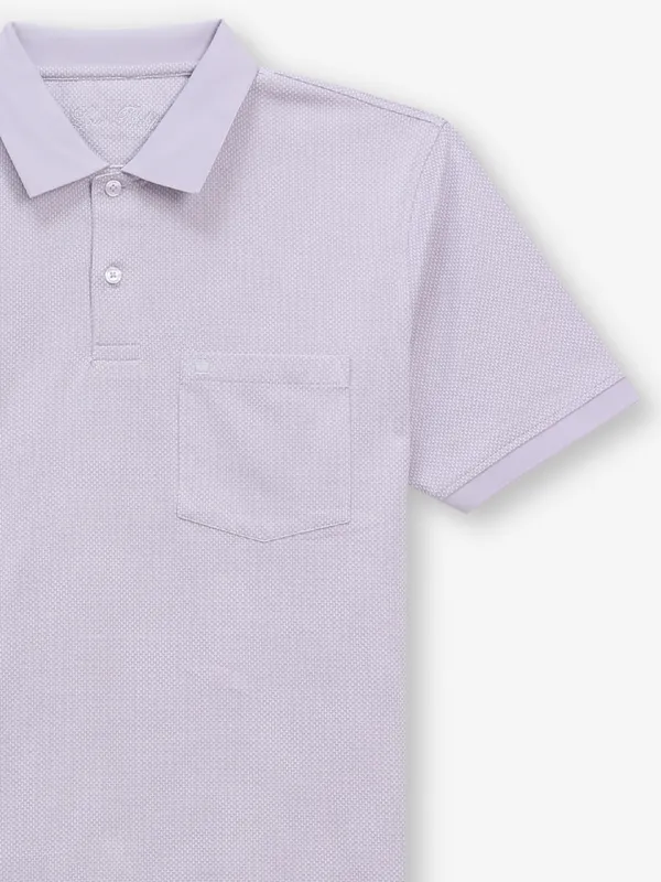 LOUIS PHILIPPE light purple textured cotton t-shirt