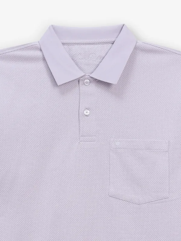 LOUIS PHILIPPE light purple textured cotton t-shirt