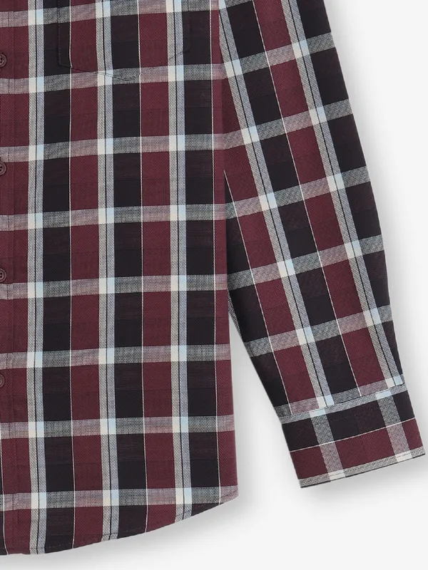 LOUIS PHILIPPE maroon checks casual shirt for men