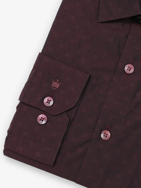 LOUIS PHILIPPE maroon printed formal wear shirt