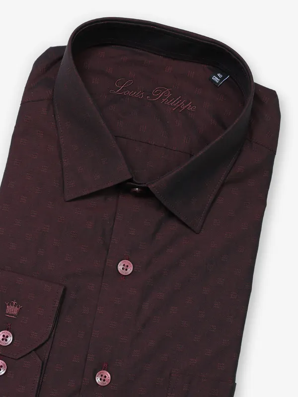 LOUIS PHILIPPE maroon printed formal wear shirt