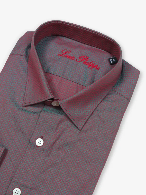 LOUIS PHILIPPE maroon texture shirt