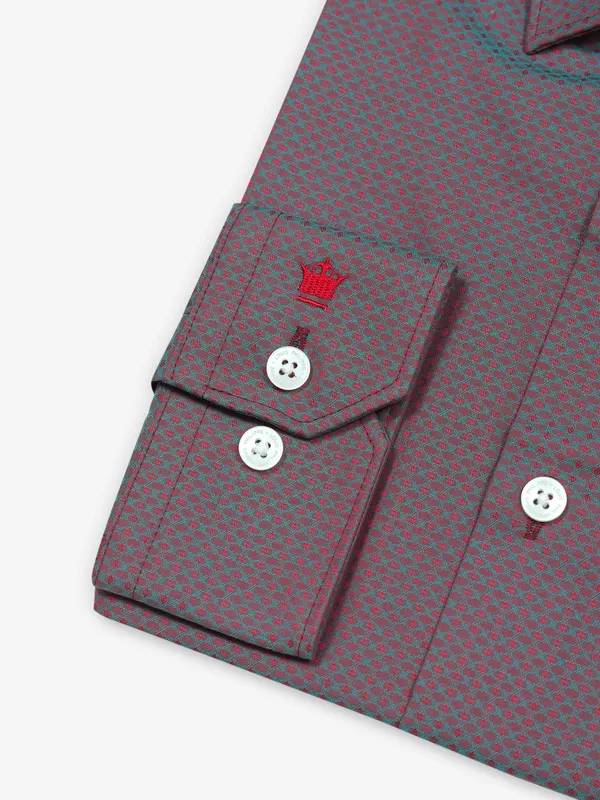 LOUIS PHILIPPE maroon texture shirt