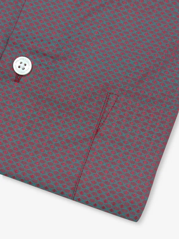 LOUIS PHILIPPE maroon texture shirt