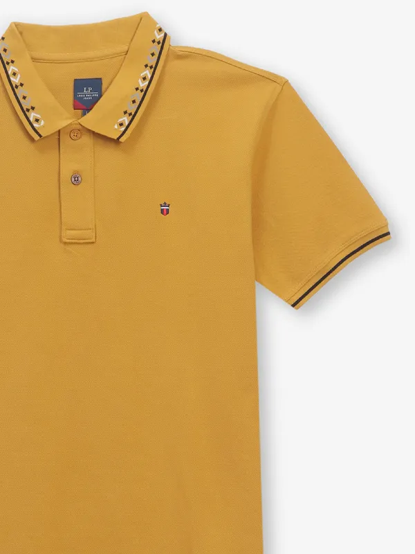 LOUIS PHILIPPE mustard yellow cotton t-shirt