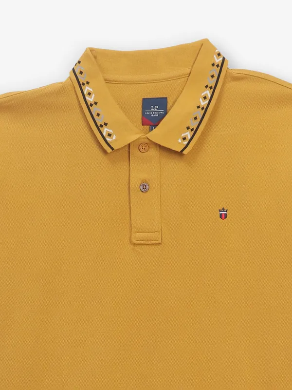 LOUIS PHILIPPE mustard yellow cotton t-shirt