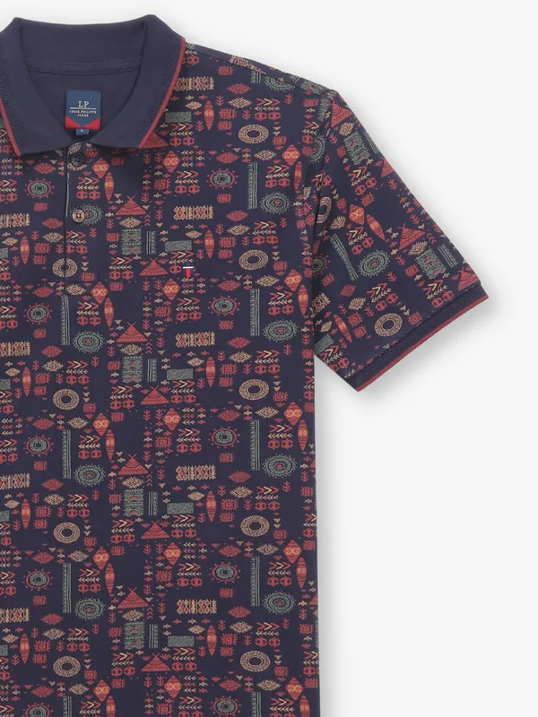 LOUIS PHILIPPE navy cotton printed t-shirt