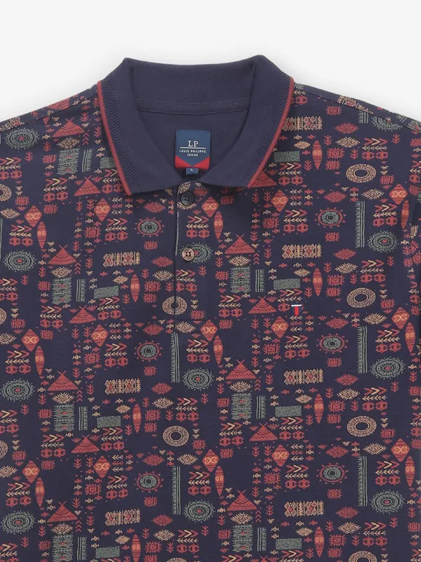 LOUIS PHILIPPE navy cotton printed t-shirt