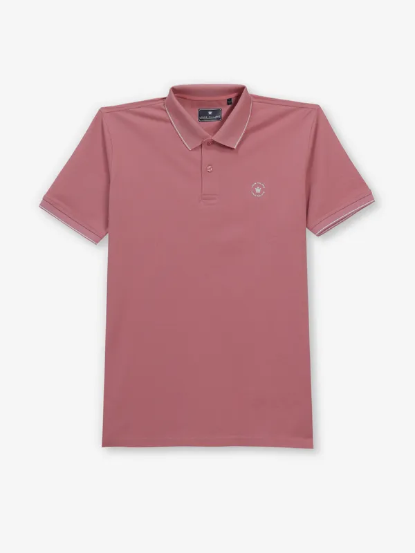 LOUIS PHILIPPE pink cotton textured t-shirt
