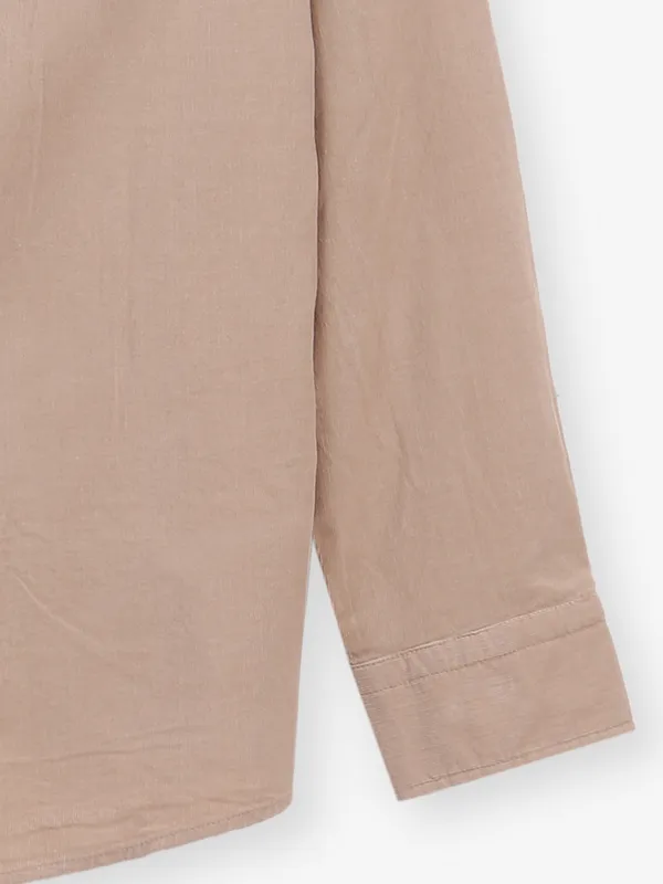 LOUIS PHILIPPE plain beige cotton shirt