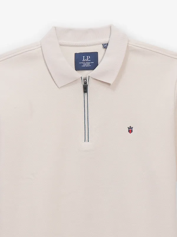 LOUIS PHILIPPE plain beige cotton t-shirt
