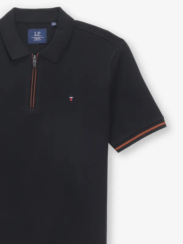 LOUIS PHILIPPE plain black cotton t-shirt