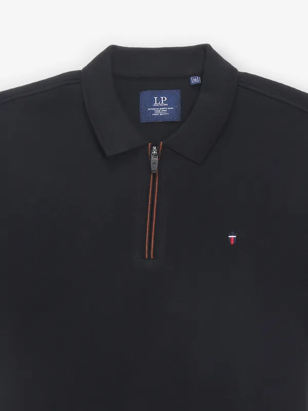 LOUIS PHILIPPE plain black cotton t-shirt