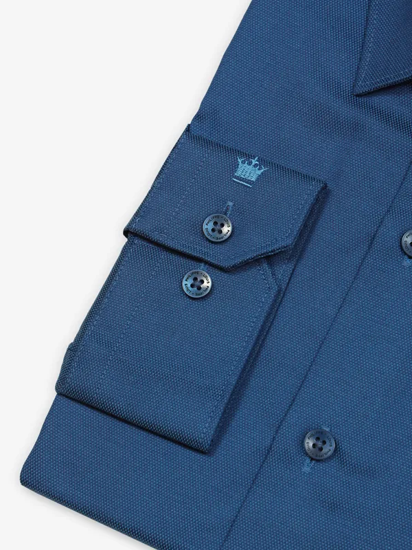 LOUIS PHILIPPE plain blue cotton shirt