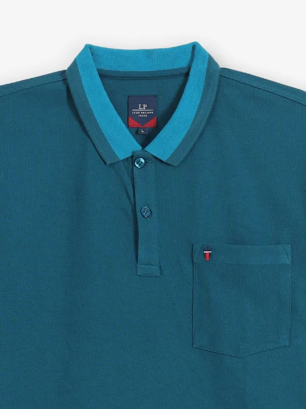LOUIS PHILIPPE plain blue cotton t-shirt