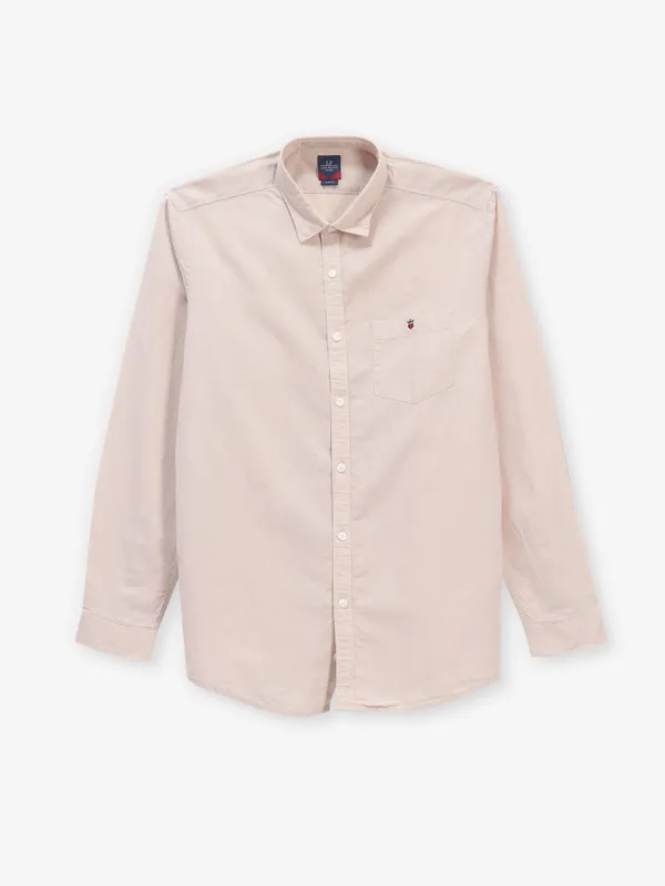 LOUIS PHILIPPE plain cream cotton casual shirt