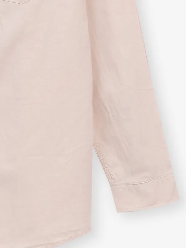 LOUIS PHILIPPE plain cream cotton casual shirt