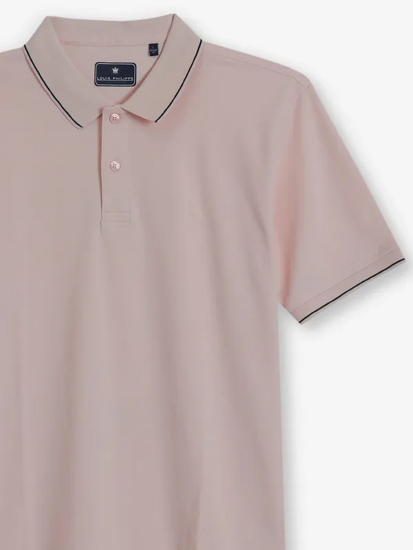 LOUIS PHILIPPE plain peach cotton t-shirt