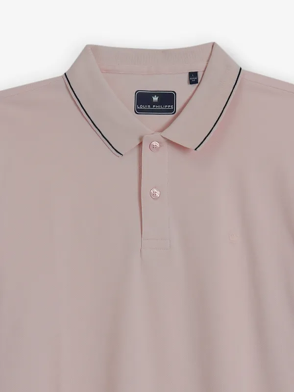 LOUIS PHILIPPE plain peach cotton t-shirt