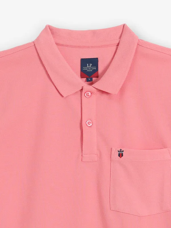 LOUIS PHILIPPE plain pink cotton t-shirt