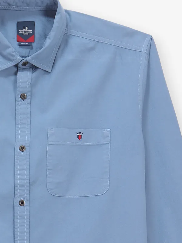 LOUIS PHILIPPE plain powder blue cotton shirt