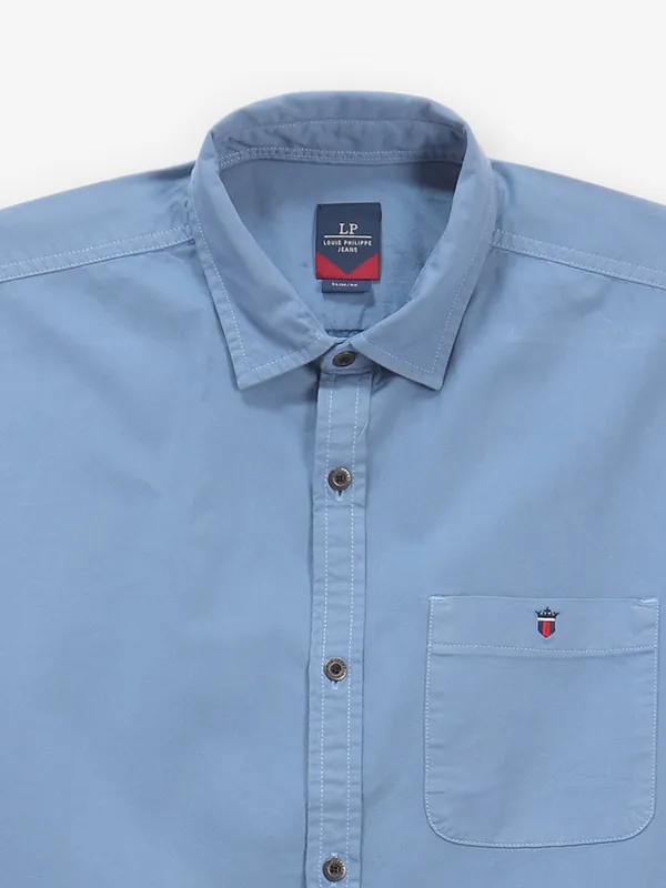 LOUIS PHILIPPE plain powder blue cotton shirt
