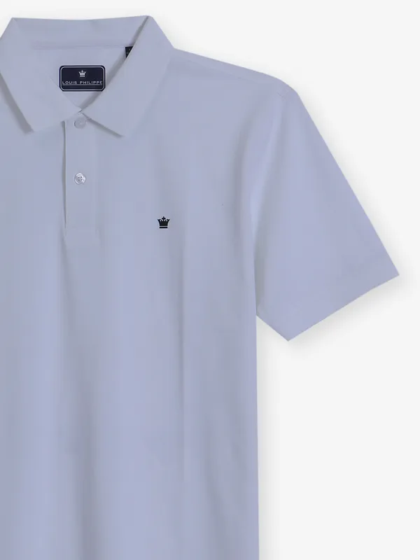 LOUIS PHILIPPE plain white cotton polo t-shirt