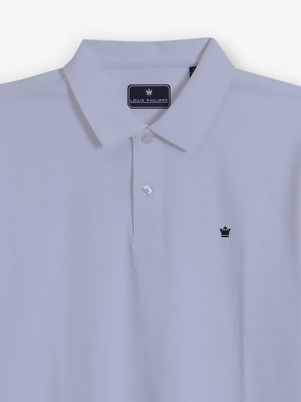 LOUIS PHILIPPE plain white cotton polo t-shirt
