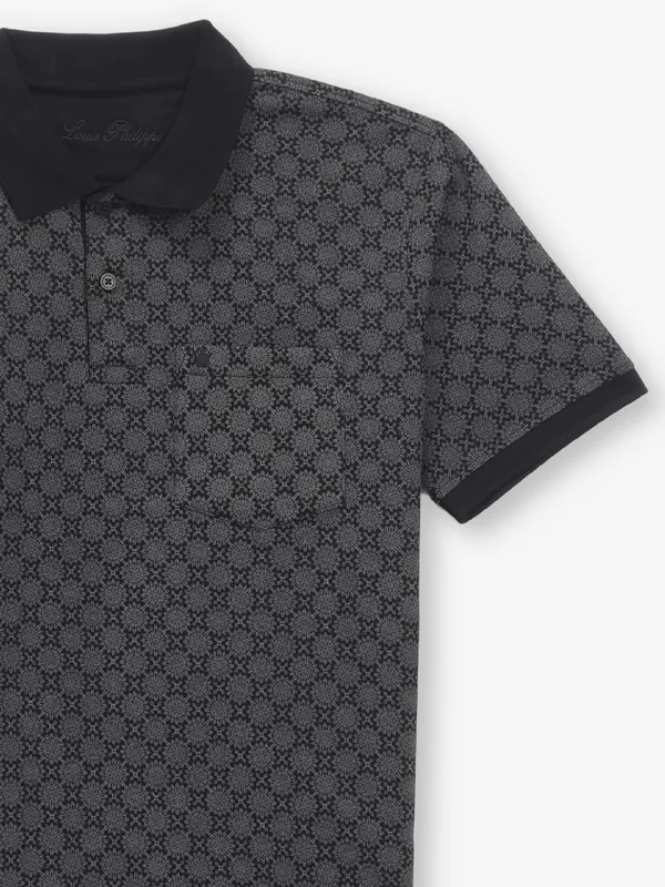 LOUIS PHILIPPE printed black cotton t-shirt