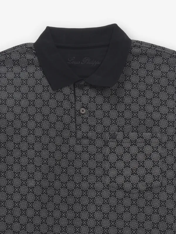 LOUIS PHILIPPE printed black cotton t-shirt