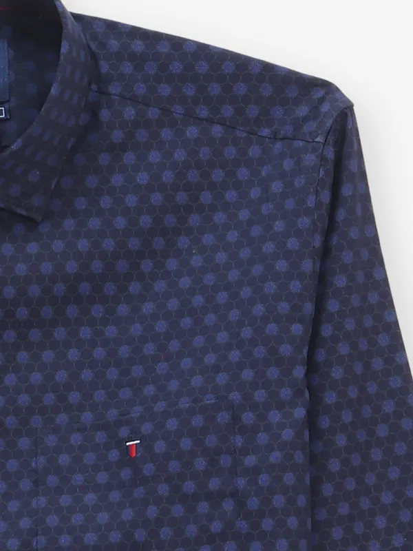 LOUIS PHILIPPE printed dark blue cotton shirt