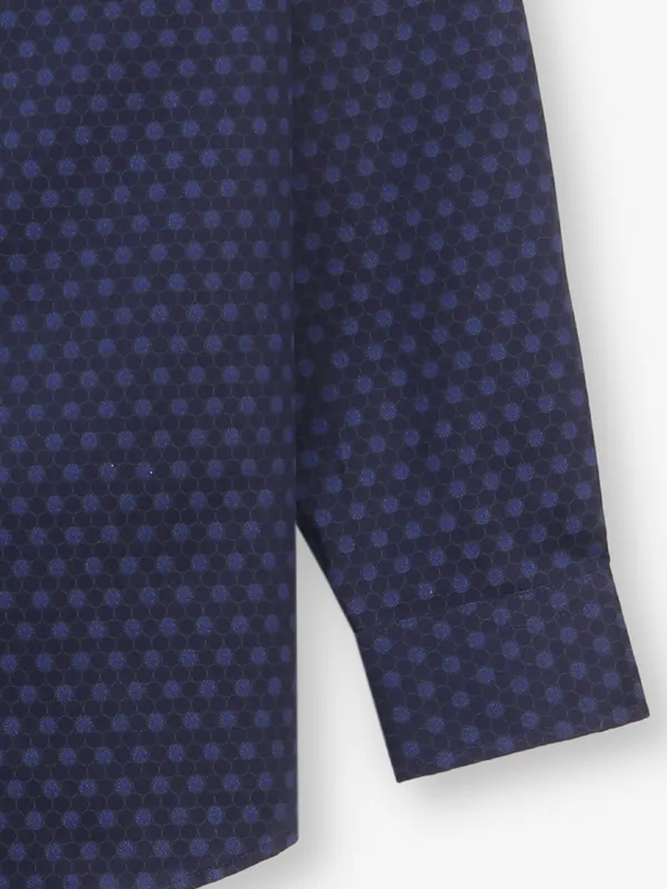 LOUIS PHILIPPE printed dark blue cotton shirt