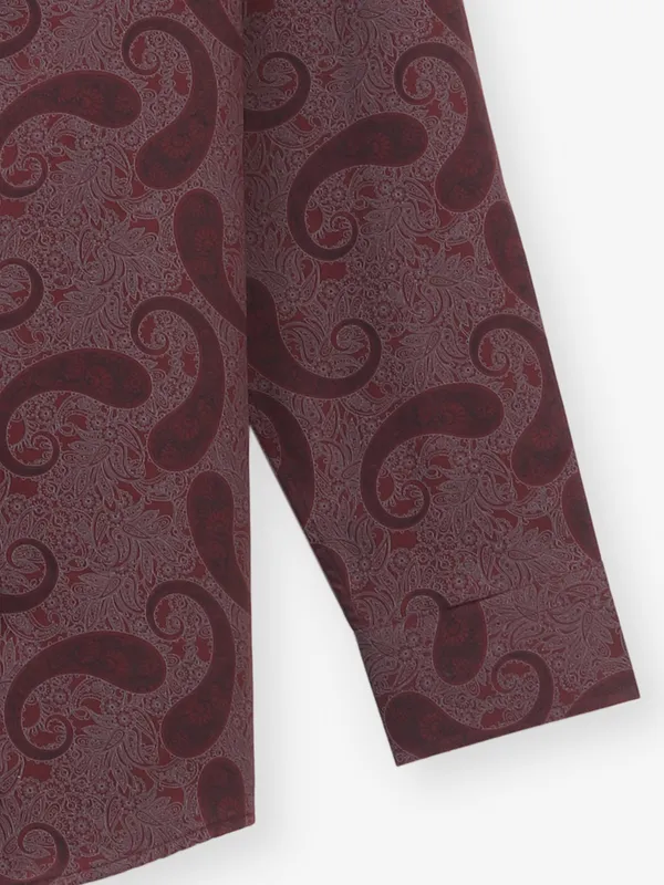 LOUIS PHILIPPE printed maroon cotton shirt