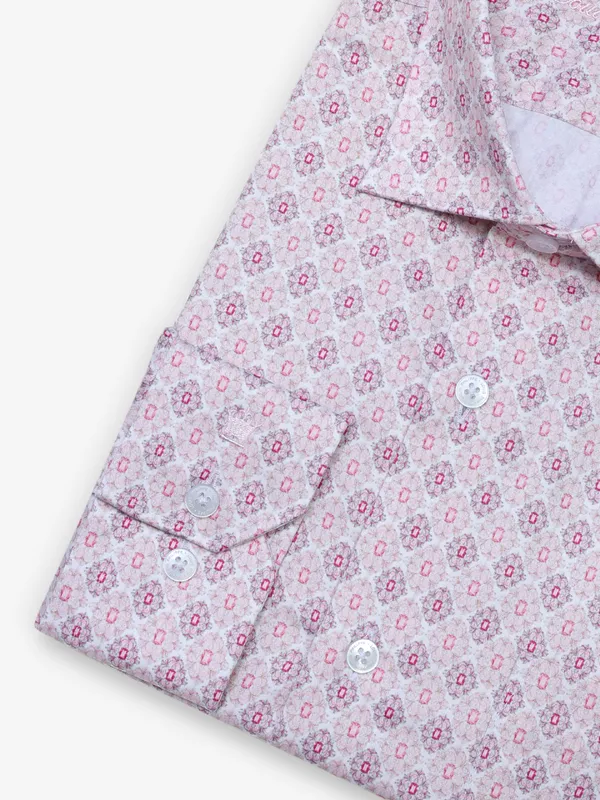 LOUIS PHILIPPE printed pink formal slim fit shirt