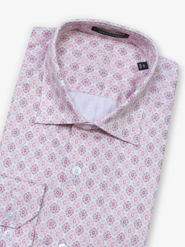LOUIS PHILIPPE printed pink formal slim fit shirt