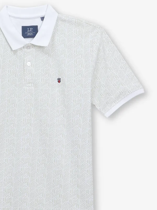 LOUIS PHILIPPE printed white cotton slim fit t-shirt