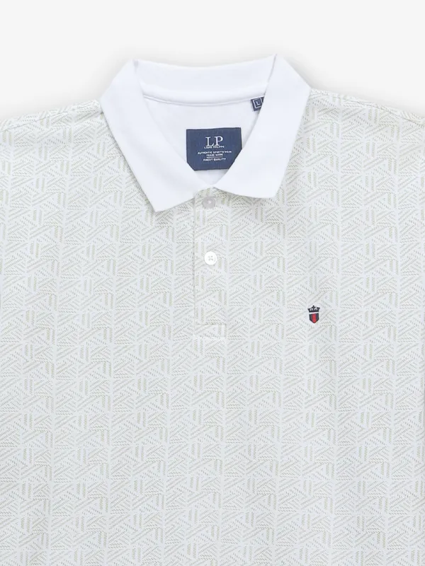 LOUIS PHILIPPE printed white cotton slim fit t-shirt