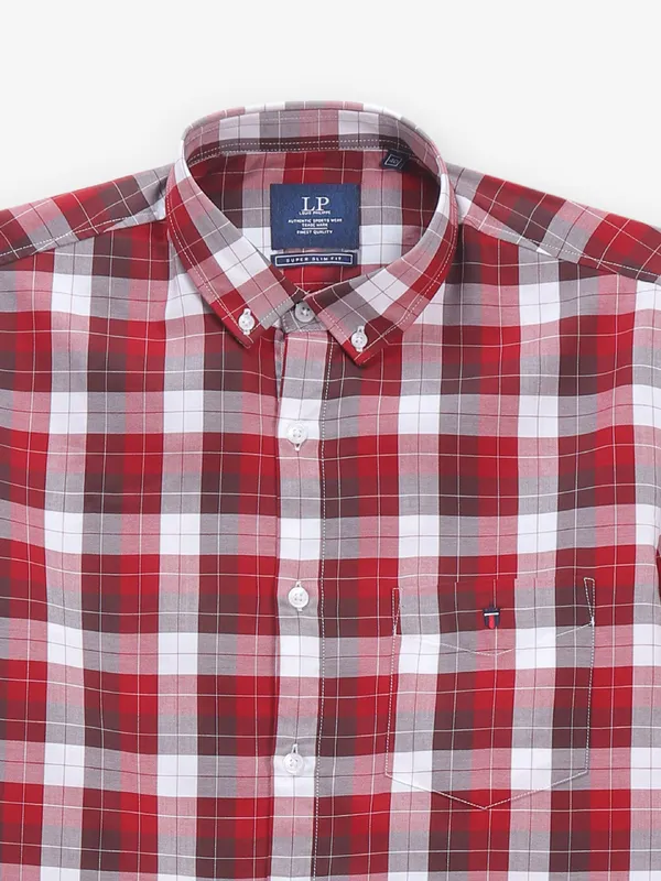 LOUIS PHILIPPE red checks cotton casual shirt