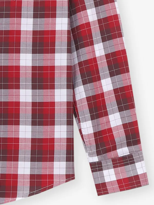 LOUIS PHILIPPE red checks cotton casual shirt