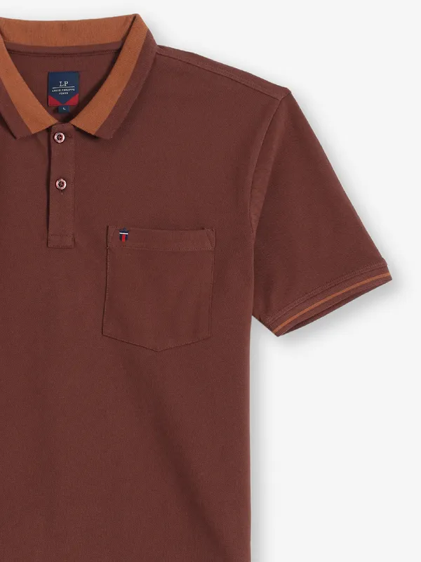 LOUIS PHILIPPE rust brown cotton t-shirt