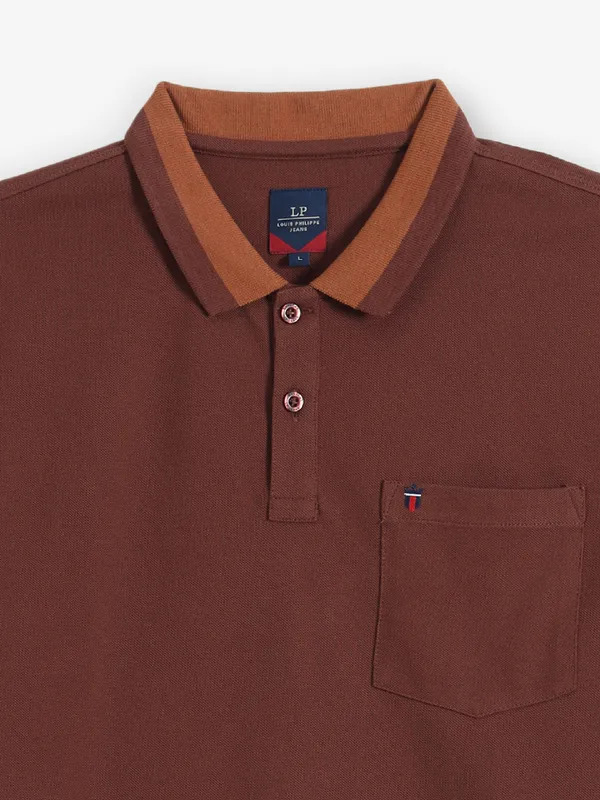 LOUIS PHILIPPE rust brown cotton t-shirt