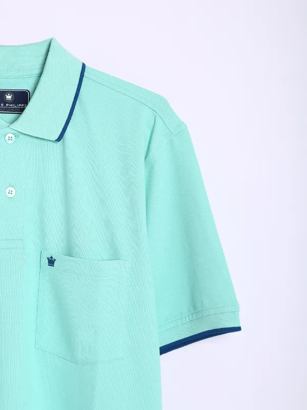 Louis Philippe sea green half sleeves t shirt