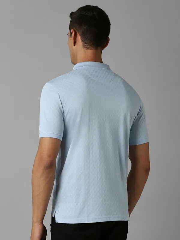 LOUIS PHILIPPE sky blue cotton printed polo t-shirt