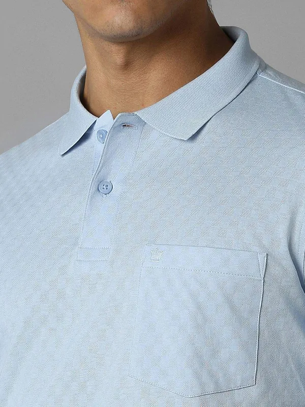 LOUIS PHILIPPE sky blue cotton printed polo t-shirt