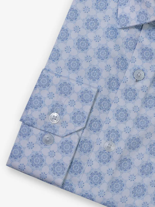 LOUIS PHILIPPE sky blue printed pattern formal shirt