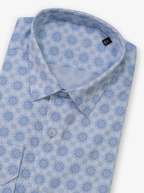 LOUIS PHILIPPE sky blue printed pattern formal shirt