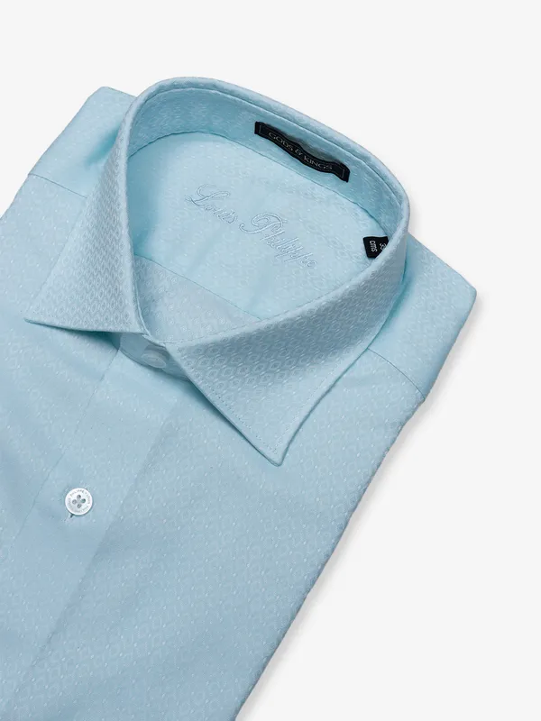 Louis Philippe sky blue texture cotton shirt