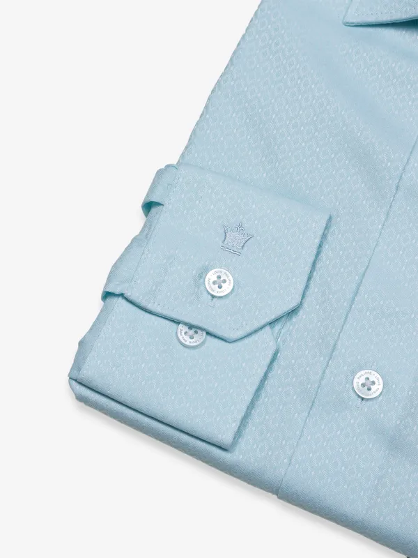 Louis Philippe sky blue texture cotton shirt