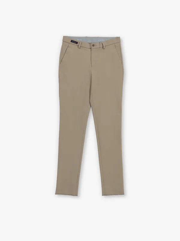 LOUIS PHILIPPE slim fit beige trousers for men