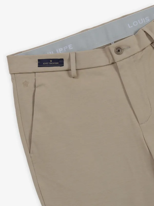 LOUIS PHILIPPE slim fit beige trousers for men